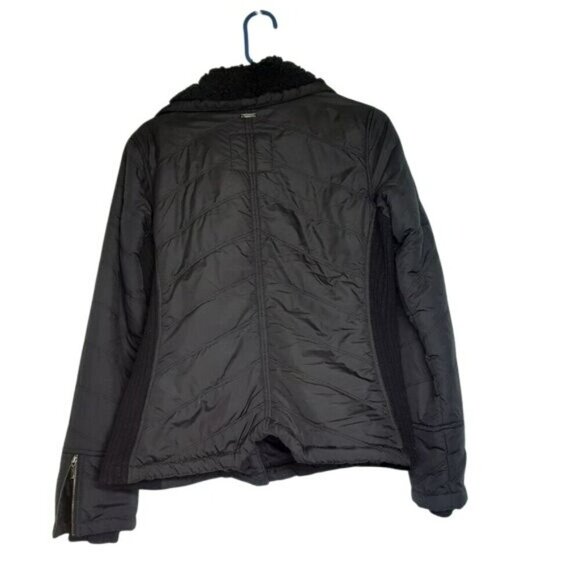 Prana Womens Quilted‎ Jacket M Black With Sherpa Collar & Zipper Pockets - Picture 6 of 6
